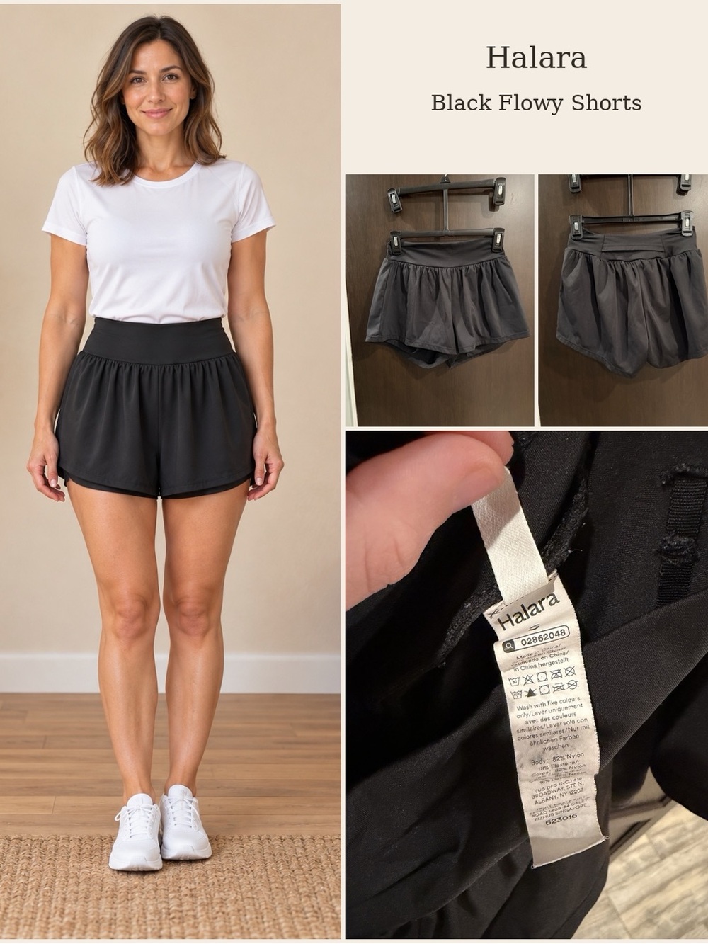 HALARA Black Athletic Flow Shorts